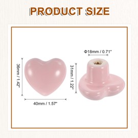 sourcing map Ceramic Cabinet Knobs, 10 Pcs Light Pink Heart Shaped Drawer Knobs, 36mm/1.42" Dresser Knob Pulls Handle with Screws for Vanity, Bedroom Furniture, Closet, Cupboard