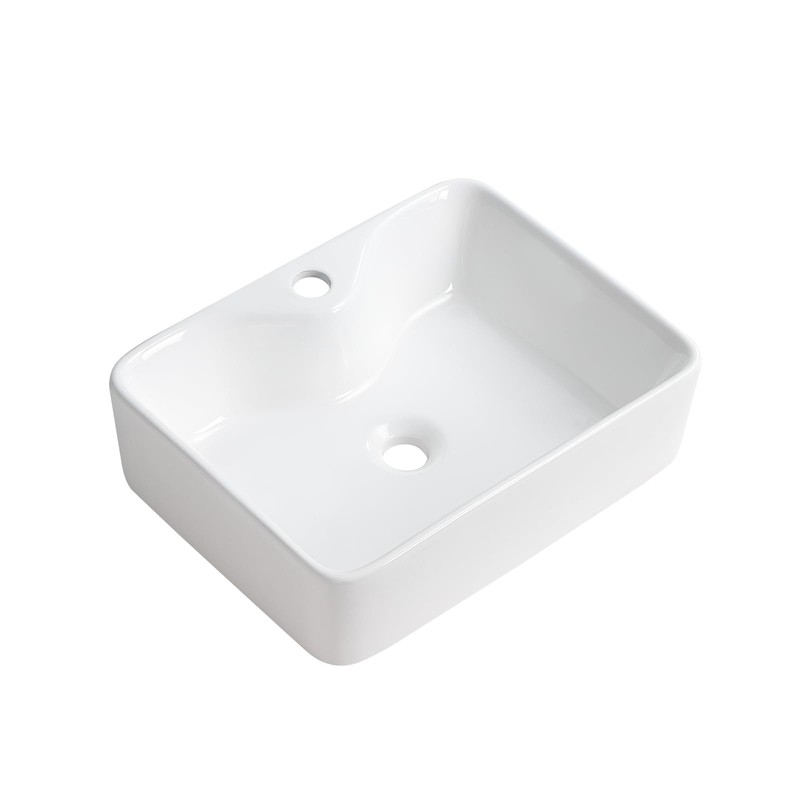 KDKSC Bathroom Vessel Sink 19"x15" Rectangular White Bathroom Sink with