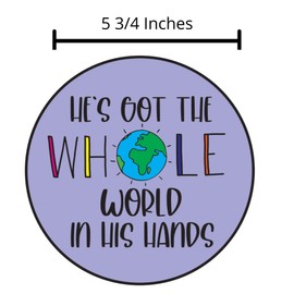 He's Got The Whole World in His Hands Magnetic Decal, Christian Magnet for Car, Fridge, Whiteboard, 5 1/2 Inch