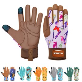 SLARMOR Gardening Gloves for Women, Thorn Proof and Touchscreen Cowhide Leather Work Gloves, Breathable Safety Gloves with Grip - Durable Gardening Supplies Gift for Women