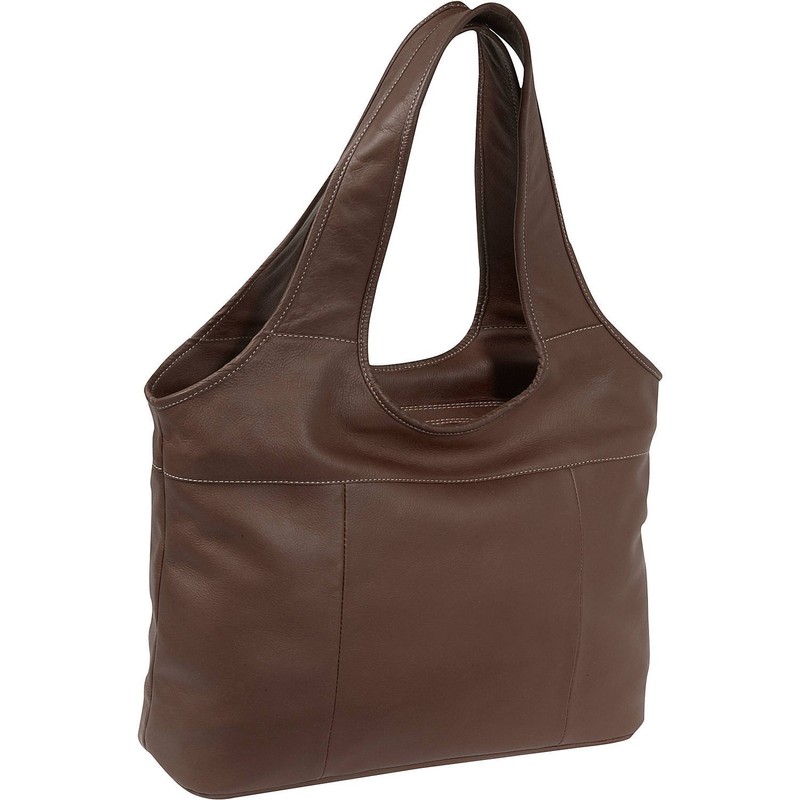 Piel Leather Laptop Hobo, Chocolate, One Size