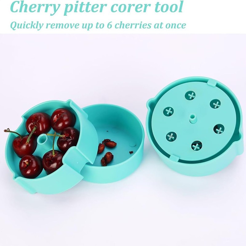 SUIOPPYUW Easy Squeeze Cherry Pitter Tool with Juice Containers for