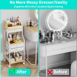 HapiRm Floor Makeup Organizer Storage - Skincare Make Up Organizers and Storage with Drawers, Vanity Organizer Cosmetics Display Cases Holder for Skin Care Nail Polish Perfume Makeup Brush