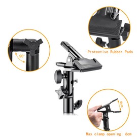 KAGYOKU Heavy Duty Metal Clamp Holder with 5/8 Inch Light Tripod Mount, Reflector Clamp with Umbrella Hole and Screw Mount for Photo Studio Reflectors