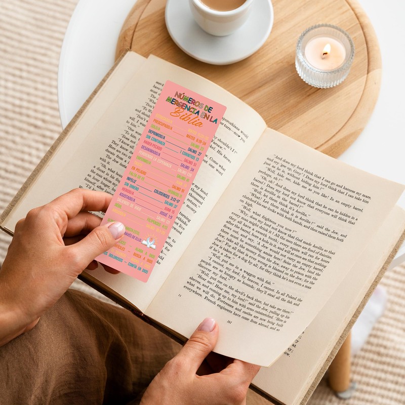 Celavoy Spanish Bible Emergency Numbers Bookmark - Paper Bookmarks Bulk