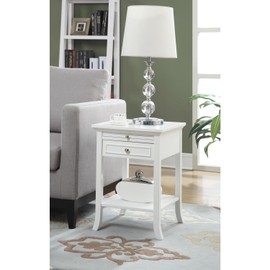 HomeStock Classic Charm End Table with Drawer and Slide, 18X24X18, Offers Concealed Storage with A Drawer and A Pull-Out Tray for Reading Glasses Or Writing Needs.