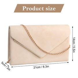 Shengxi Clutch Women's Envelope Clutch Bag with Chain Elegant Evening Bag Chain Bag Crossbody Shoulder Bag Women's Velvet Clutch Bag Handbag for Wedding Prom Party, beige