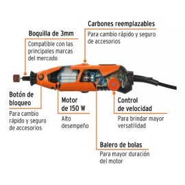 Truper Herramienta Rotativa 150w Con 97 Accesorios Truper Moto-a2