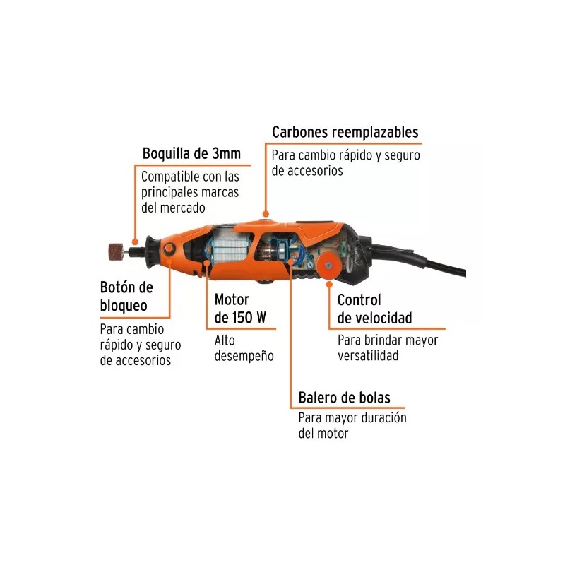 Truper Herramienta Rotativa 150w Con 97 Accesorios Truper Moto-a2