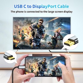 LBSC USB-C to DisplayPort 6ft Cable - Support 4K@144Hz(Includes 2K@240Hz), Type-C to DP Cable 10Gbps Data Transfer, USB3.1-C Plug and Play, Compatible with iPhones, Projectors, Displays and More
