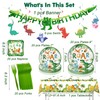 88PCS Dinosaur Birthday Party Decorations Include Disposable Tableware Set with