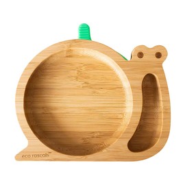 eco rascals Natural Bamboo Baby Infant Snail Suction Cup Two Section Moan Plate Removable Suction Cup