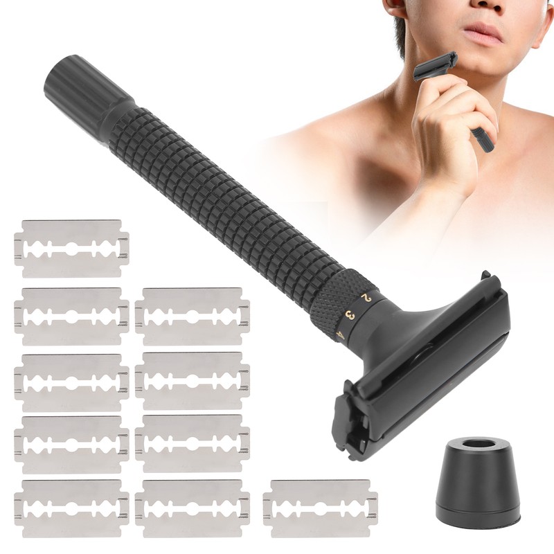 Men Manual Razor Blade Base Set Adjustable Brass Double Edge