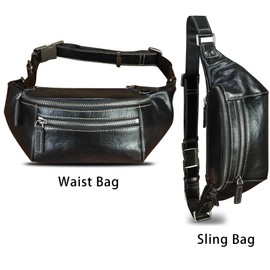 Genuine Leather Fanny Pack for Women and Men Vintage Real Leather Waist Bag Hip Bum Crossbody Sling Bag