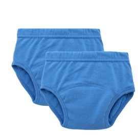 Bright Bots Potty Training Pants with Absorbent and Water Resistant Layer. Bright Pull On Washable Cotton Pants for Toddlers (L 2years, Mid Blue)