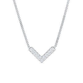 Elli Women's V Shape Sparkling Elegant Necklace with Zirconia Crystals in 925 Sterling Silver, Crystal, Cubic Zirconia