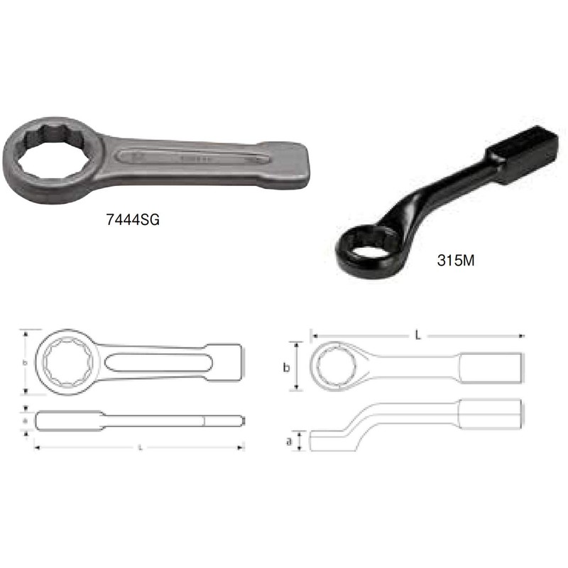 BAHCO 7444SG-M-27 Hitting Glasses End Wrench 1.1 inches (27 mm)