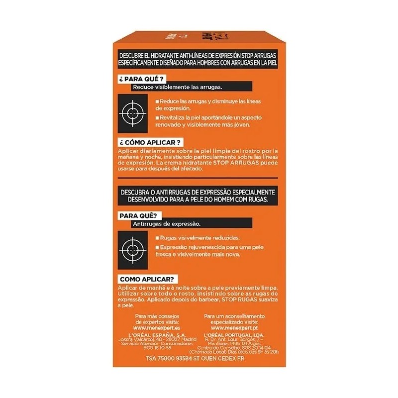 Crema L'oréal paris stop arrugas men expert 50ml tipo de