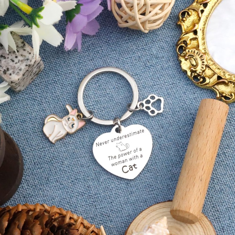 Fodfgxf Keychain - Cat Gifts for Women, Cat Lovers, Adults