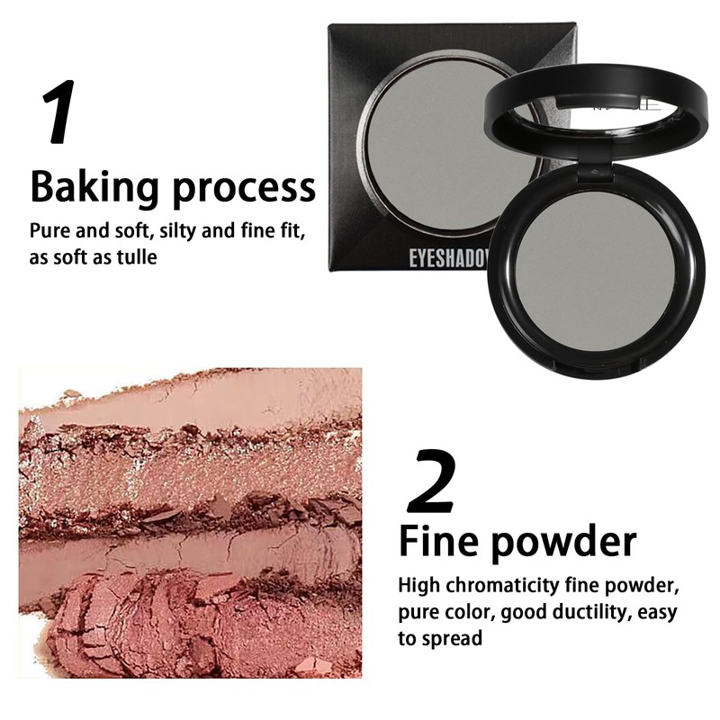 Matte Grey Single Eyeshadow - Pressed Fine Powder, Intensely Pigmented