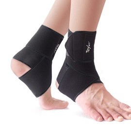 Teylam Ankle Brace, Adjustable Bandage Ankle, Flexible Ankle Brace, Ultra Thin Foot Bandage, Running Football, Right and Left Ankle (Black, Pack of 2)