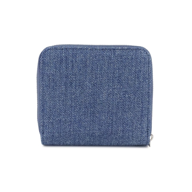Jada GY-W291 Round Zipper Bifold Wallet with Rhinestone Logo, blue