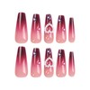 24pcs Long Coffin False Nails Burgundy Ombre Stick on Nails