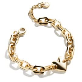BaubleBar Leah Love Bracelet for Women - Chunky Gold-Plated Chain with Puffy Heart