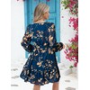 Simplee Womens Fall Floral Mini Dress 2025 Long Sleeve Boho