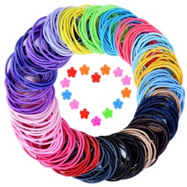 Hair Bobbles, 200Pcs Hair Ties Elastic Hair Bands Ponytail Holders for Women with 15Pcs Mini Hair Clips (Multicolor)
