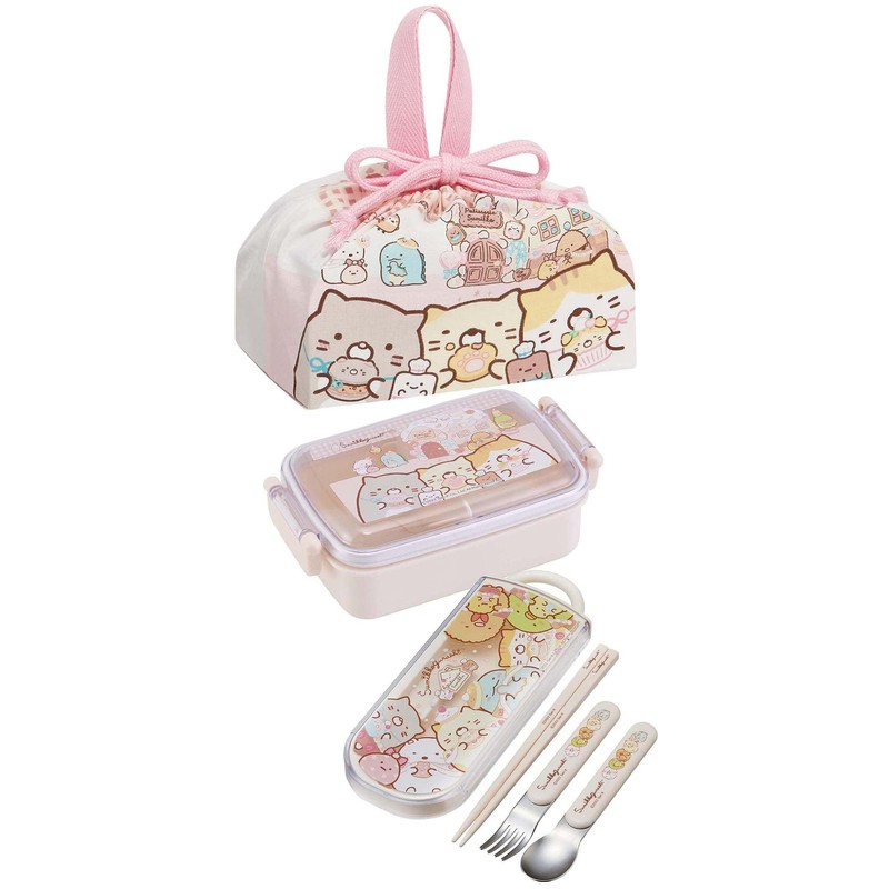 Skater KB7-A Children's Lunch Bag, Drawstring Bag, Sumikko Gurashi, Candy