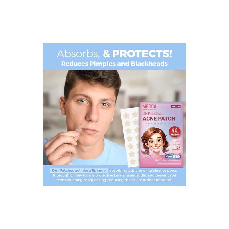 MEDca Universal Acne Pimple Patch Absorbing Cover Heart And Star