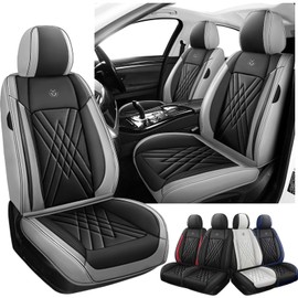 LFYNW Car Seat Covers Fit for Subaru Xv Crosstrek 2013-2015, 3D Waist Support & Premium Nappa Leather, Waterproof, Scratch-Resistant(Black Gray, Full Set)