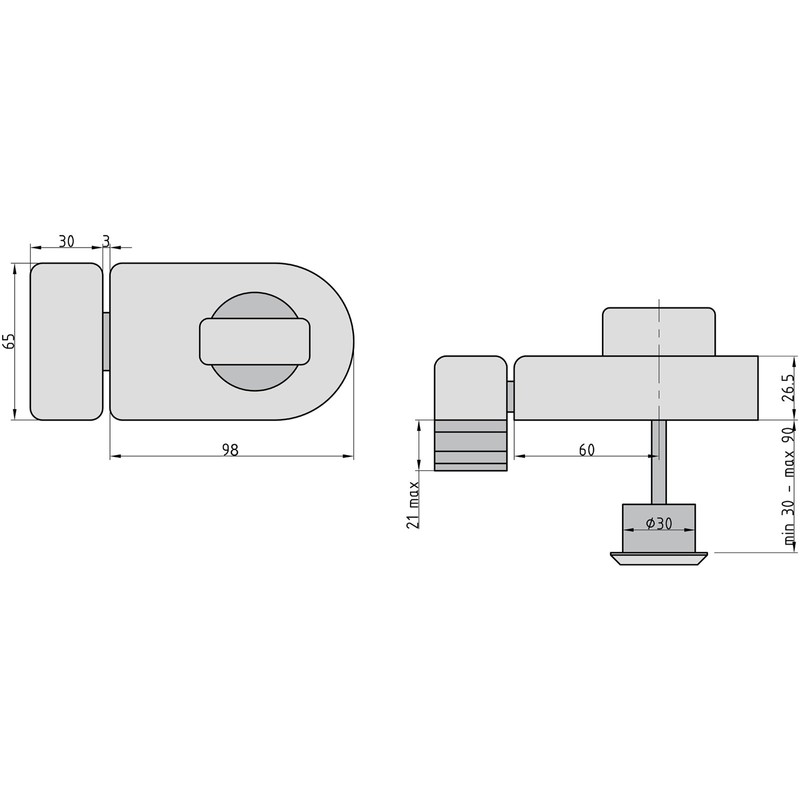 BASI 1305-0205 KS 500 Angular Rim Lock Without Door Guard,