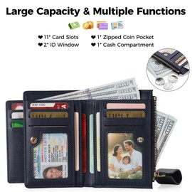 RRANCharltu Women's Leather Wallet Small with Card Slots Purse Women's Small Wallet Girls with Zip Pocket and Banknote Compartment, zda coffee, Modern