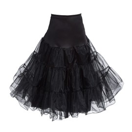 YAOGEG Petticoats for Women 50s Vintage Tulle Petticoat Half Slip Tutu Crinoline Underskirt (S, Black)