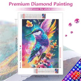 Huacan Diamond Painting Kits Hummingbird Diamond Art Kits for Adults Beginners DIY Aurora Borealis Round Drills AB Diamonds Dots Gem Art Kits Gift Home Decor 11.81 * 15.74inch