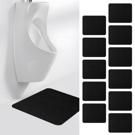 HBGOTL Urinal Mats for Men Bathroom (12 Pieces) | Urinal Pads | Urinal Floor Mats Under Urinal | Anti-Slip | Super Absorbent | Long Lasting | Black | Rectangular Shape