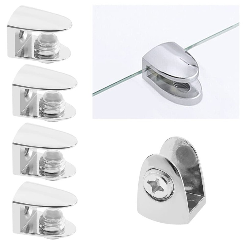 Pack of 4 Glass Shelf Bracket Adjustable Clamp Brackets Holders