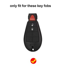 CHQLPBF 2pcs for Dodge Key Fob Cover,with Metal Keychain,Compatible with Ram 1500 Charger Durango Grand Caravan Journey Challenger Remote Key Case Holder Cover Fob (Black White)