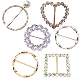 6PCS Scarf Tie Ring Buckle Clothes Corner Clips Metal Rhinestone Scarf Tie Clothes Corner Knotted Button For Women Girls Decorative Accessories