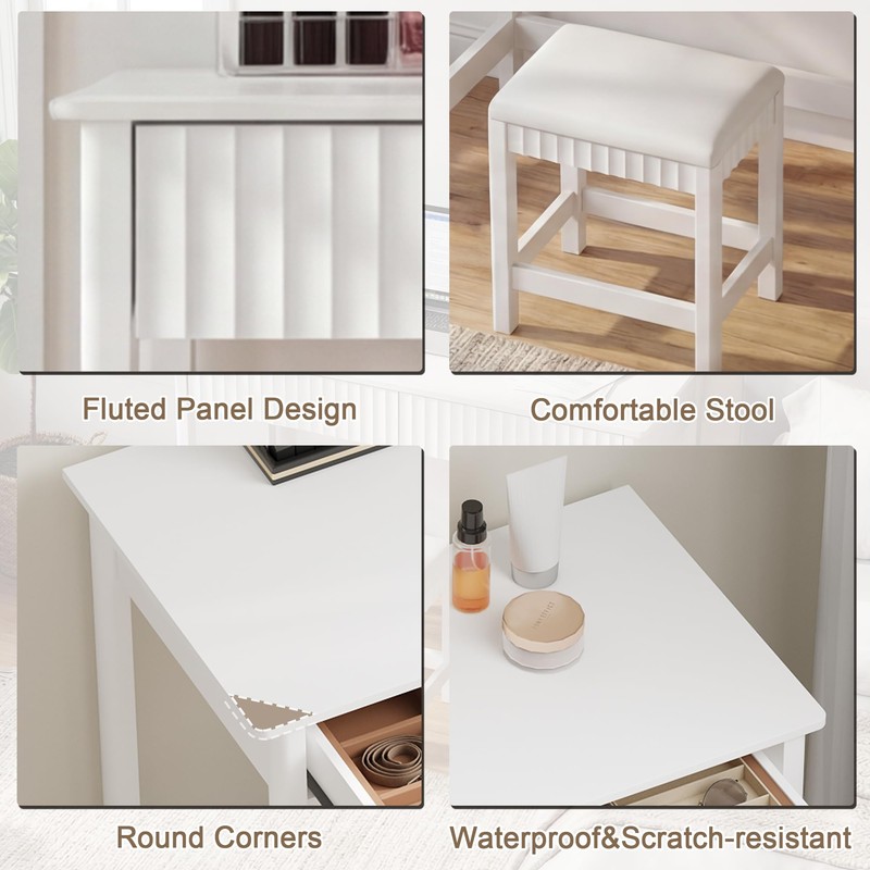 ChooChoo 40 Inch Modern Desk with Drawers, Makeup Vanity Desk
