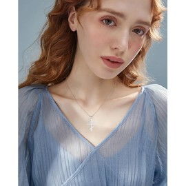 EUEAVAN Orthodox Cross Pendant Necklace Stainless Steel Classic Cross Pendant Necklace Russian Orthodox Amulet Jewellery Religious Necklace, Stainless Steel, No Gemstone