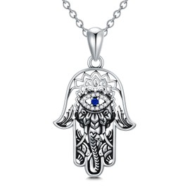 Dorunmo Hamsa Necklace Elephant Necklace Sterling Silver Protection Necklace Elephant Necklaces for Women Fatima Necklace Israel Necklace Anniversary Birthday Jewish Jewelry Gifts for Women