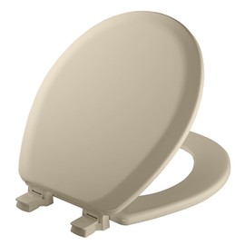 MAYFAIR 841EC 006 Cameron Toilet Seat will Never Loosen and Easily Remove, ROUND, Durable Enameled Wood, Bone