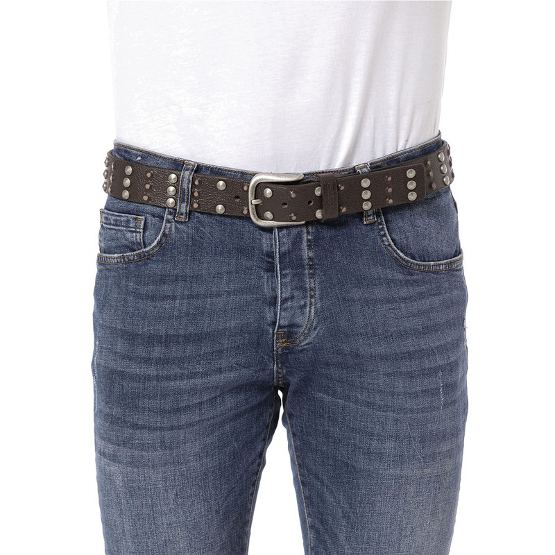 Redbridge Men's Genuine Leather Belt with Rivets, brown
