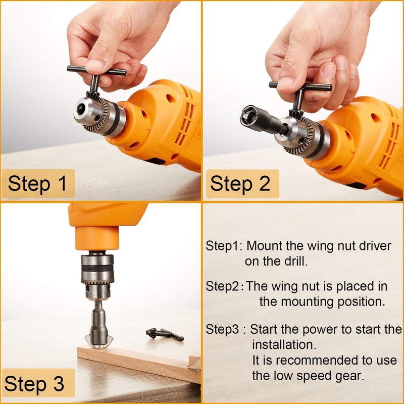 Mesee 6pcs Power Wing Nut Driver Set, Impact Hex Drill