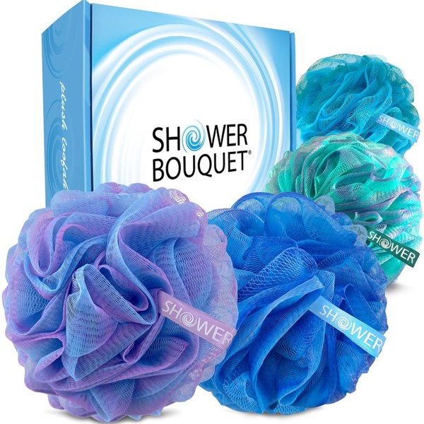Shower Bouquet SHOWER BOUQUET Loofah Bath-Sponge XL Swirl-Deep-4-Pack // Extra
