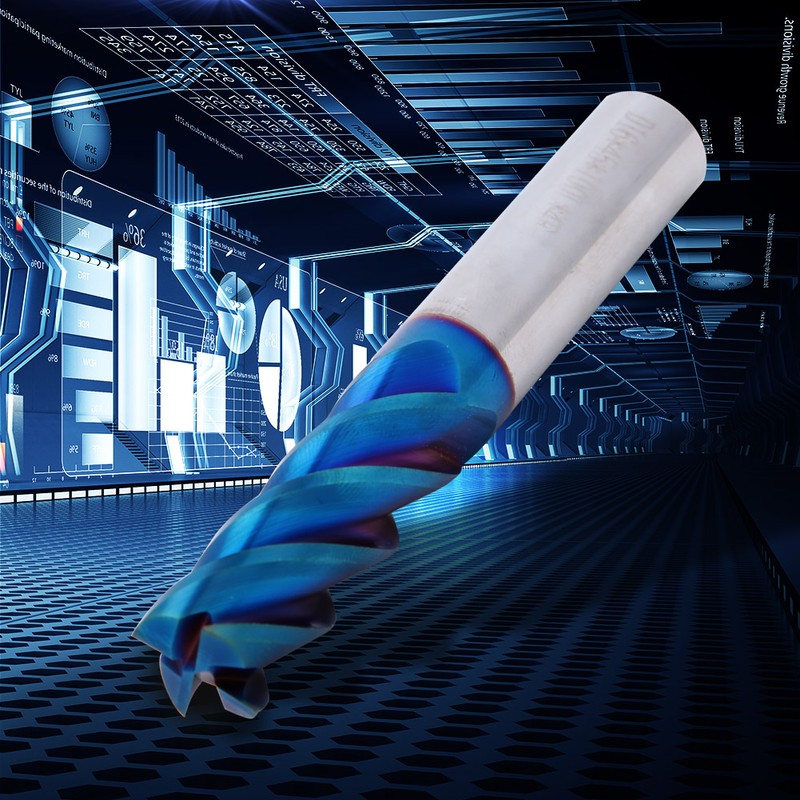 NanO Coated HRC65° Milling Cutter Tungsten Steel 4 Flutes Flat