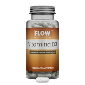 VITAMINA D3-90 Cápsulas de 500 Mg c/u - 1 Pieza - Flow Supplements
